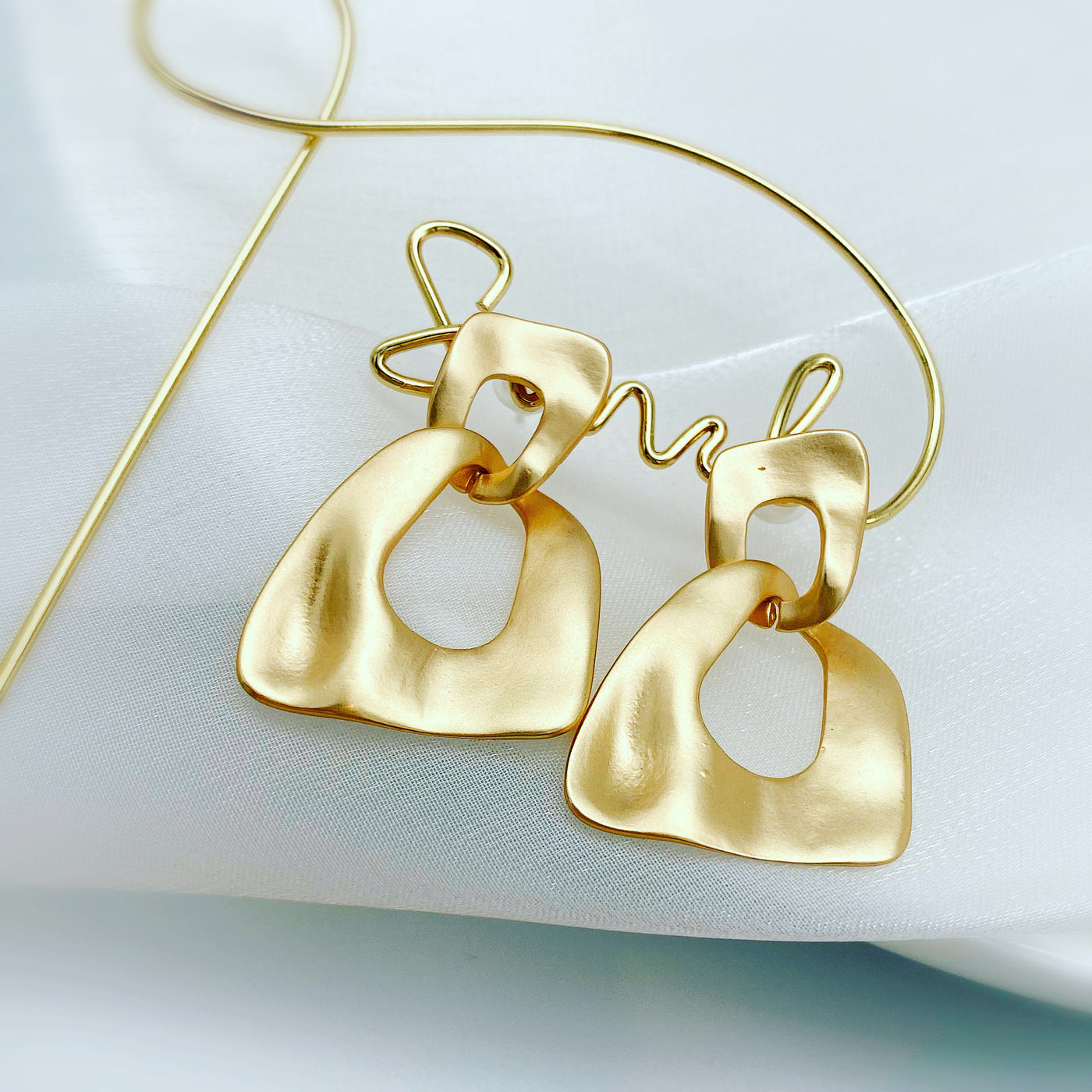 Modern Dangle Earrings in Gold