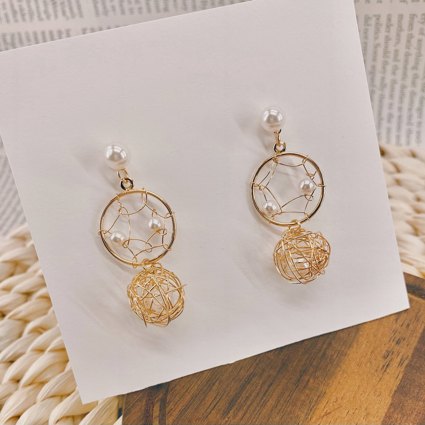 Wire Dreamcatcher Dangle Earrings