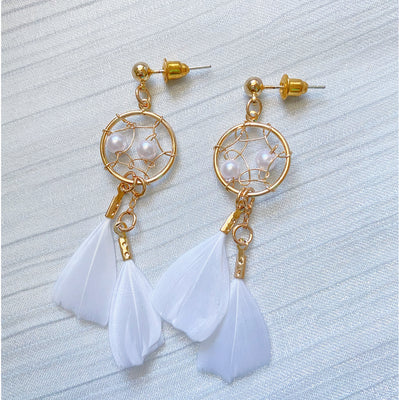 Feather Dreamcatcher Dangle Earrings