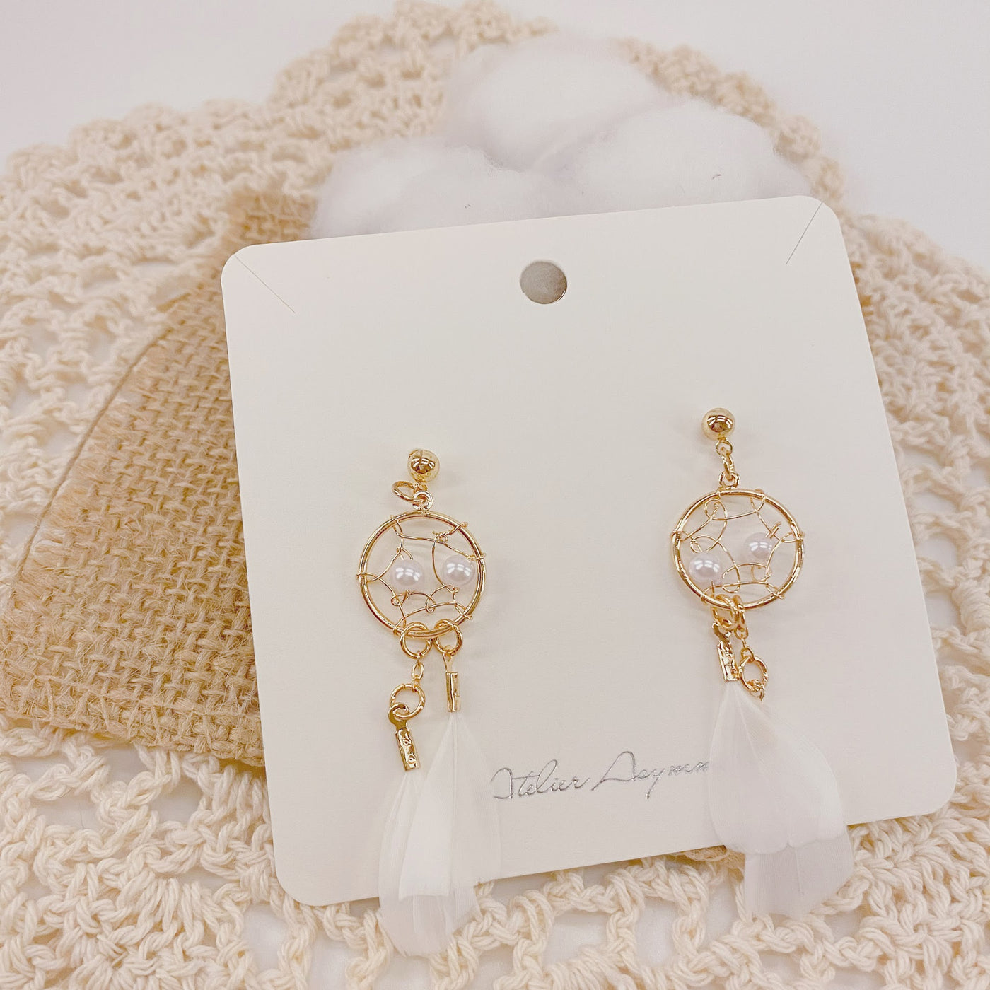 Feather Dreamcatcher Dangle Earrings
