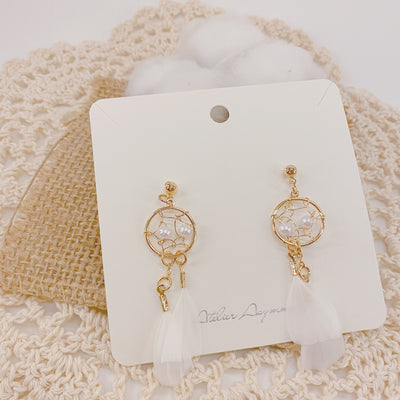 Feather Dreamcatcher Dangle Earrings