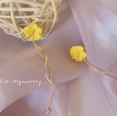 Hawaiian Yellow Floral Dangle Earrings 