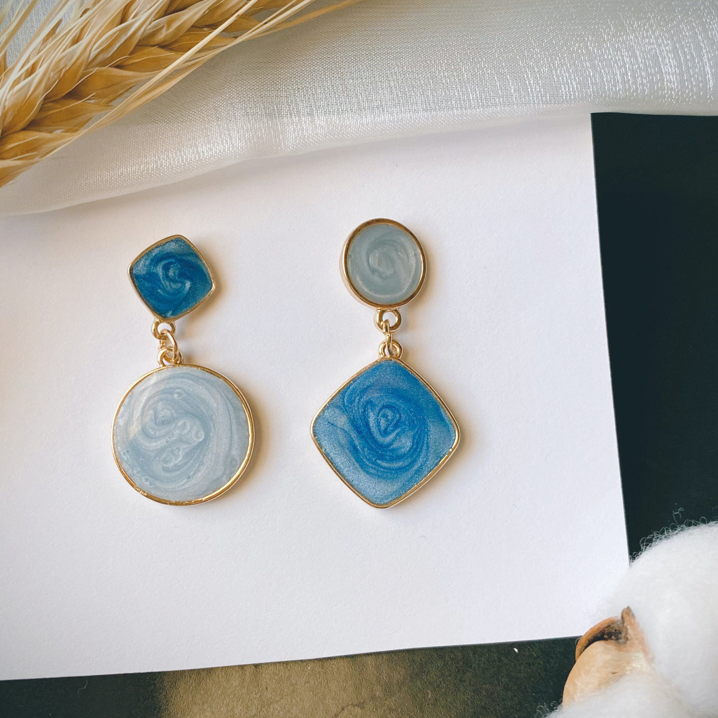 Mismatched Blue Dangle Earrings 