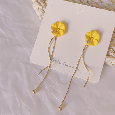 Hawaiian Yellow Floral Dangle Earrings 