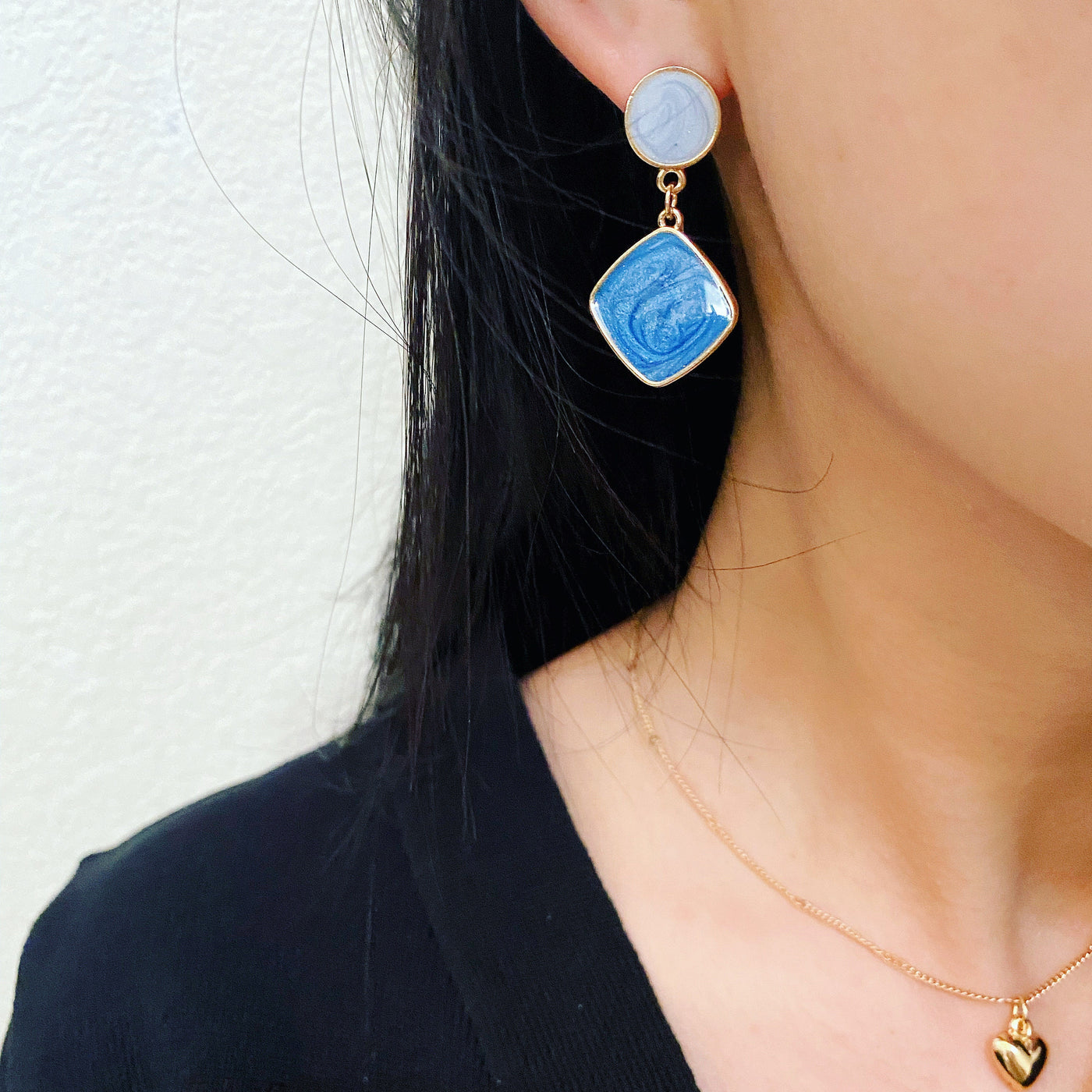 Mismatched Blue Dangle Earrings 