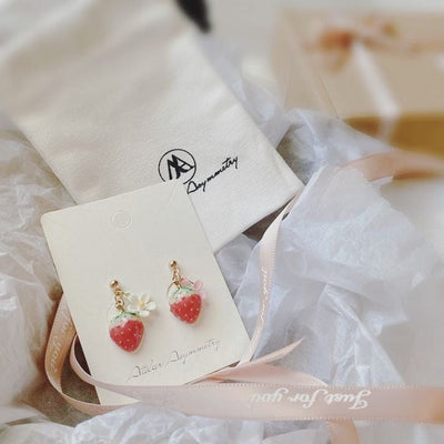 Strawberry Flower Dangle Earrings 