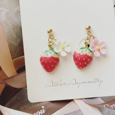 Strawberry Flower Dangle Earrings 