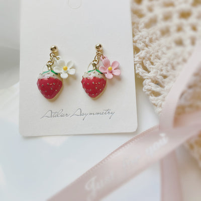 Strawberry Flower Dangle Earrings 